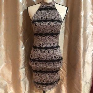 Mini Blush and Black Sexy Backless dress